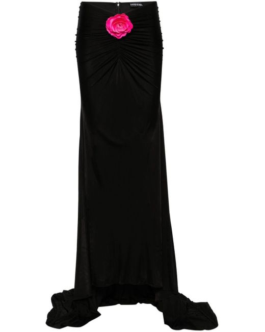 Falda larga con broche floral David Koma de color Black