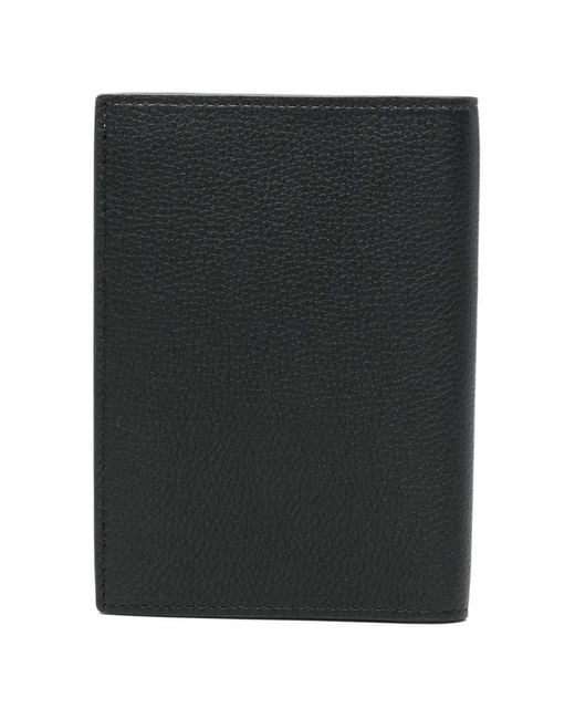 Santoni Black Leather Wallet for men