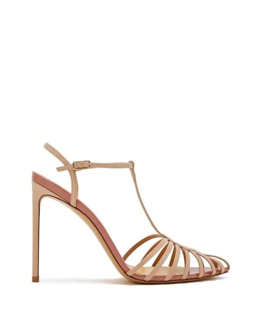 Francesco Russo Pink R1S502 Strappy T-Bar Sandals