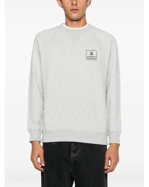 Barbour White Logo-Print Raglan-Sleeve Sweater for men