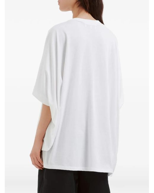 Enfold White Asymmetric-Hem Short-Sleeve T-Shirt
