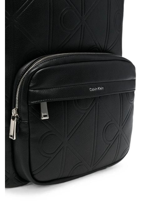 Calvin Klein Black Logo-Embossed Backpack for men