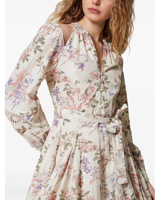 Twinset Natural Floral-Print Dress