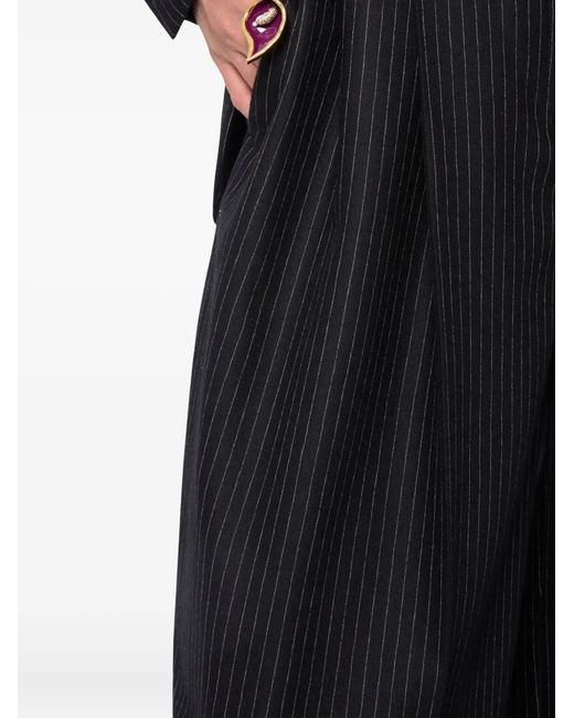 Nina Ricci Blue Pinstriped-Pattern Wide-Leg Trousers