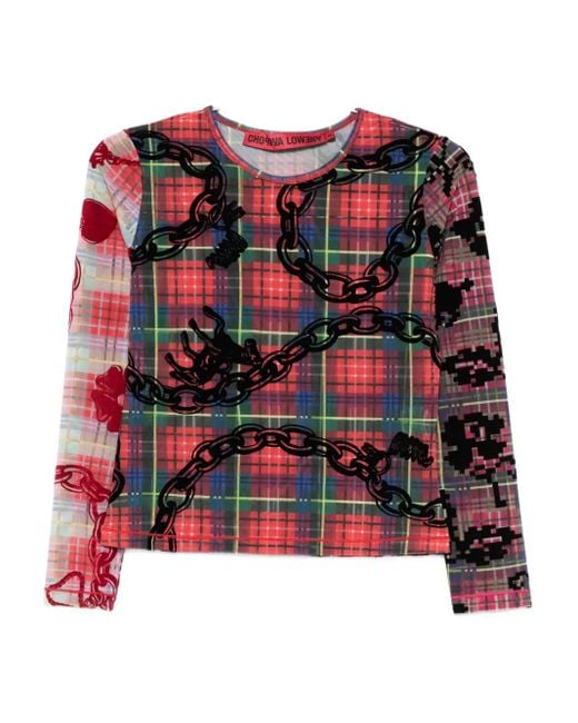 Chopova Lowena Red Lady Chain Mesh Top