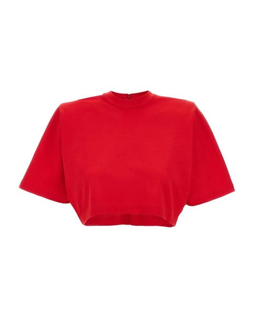 Pinko ショートスリーブ クロップドトップ Red