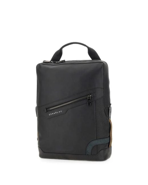 Scharlau Black Kim Leather Backpack for men