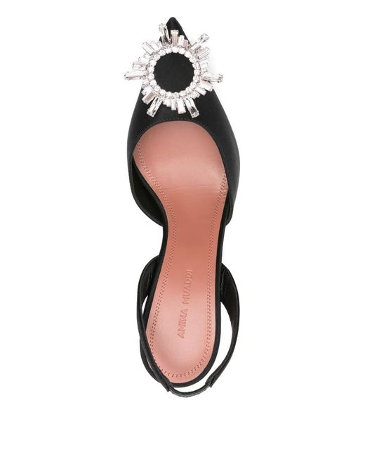 AMINA MUADDI Black Begum Satin Slingback Pumps
