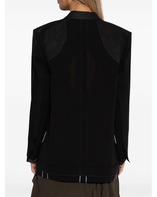 Victoria Beckham Black Panelled Cotton-blend Blazer