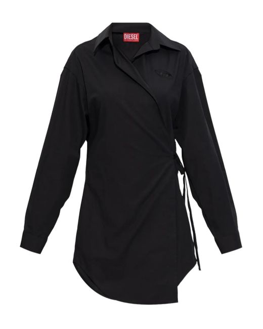 DIESEL Black D-Delphos-S1 Wrap Logo-Embroidery Dress