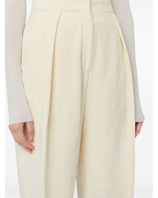 Jil Sander White High-Waisted Tapered Trousers