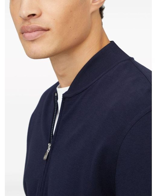 Brunello Cucinelli Blue Zip-up Cotton Blend Sweatshirt for men