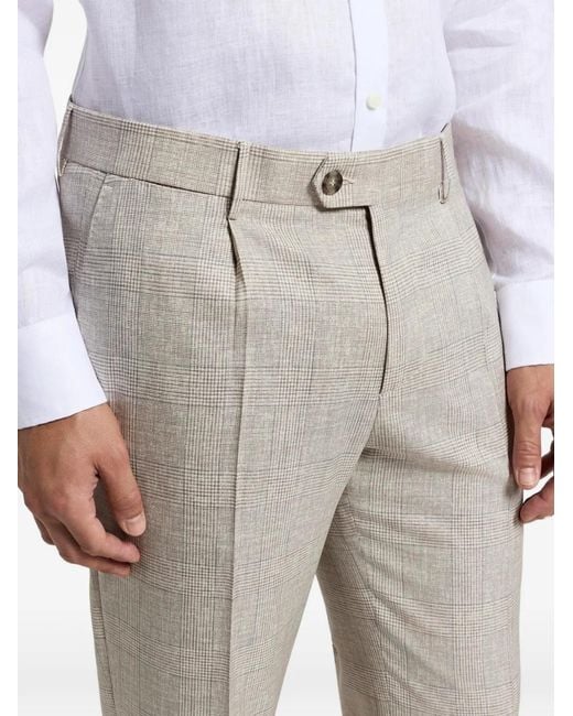 Peserico White Checked Pleated Trousers for men