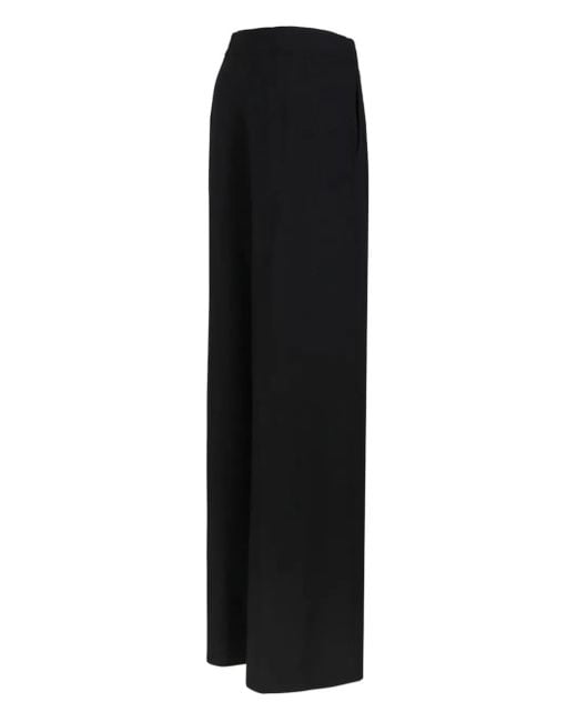 Nissa Black Pleated-Front Wide-Leg Trousers