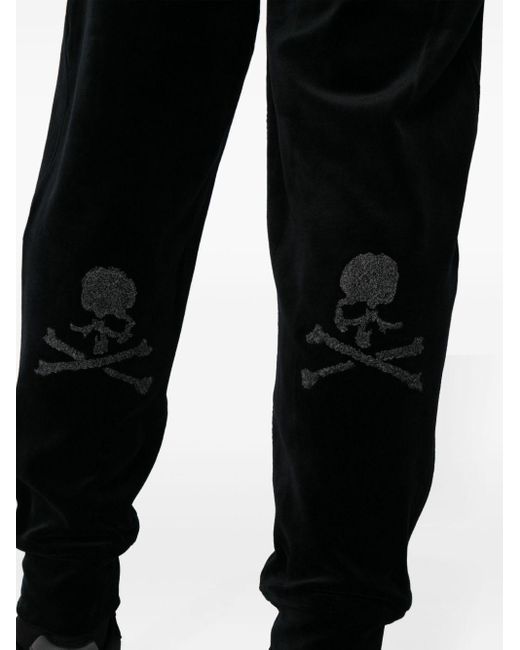 MASTERMIND WORLD Black Logo-jacquard Tapered Track Pants for men