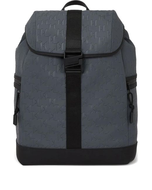 Karl Lagerfeld Black Monogram Weatherproof Backpack for men