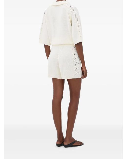 Loulou de Saison White Andel Crochet-Detail Shorts