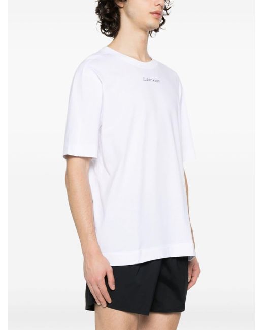 Calvin Klein White Logo-Print Cotton T-Shirt for men