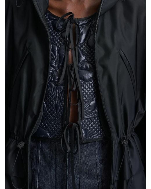 CECILIE BAHNSEN Black Hooded Drawstring Parka Coat