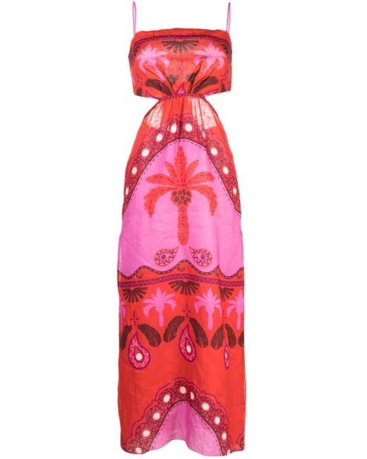 Johanna Ortiz Red Special Wildness Graphic-print Maxi Dress