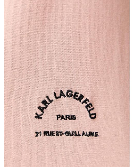 Karl Lagerfeld Blue Logo-Embroidered T-Shirt