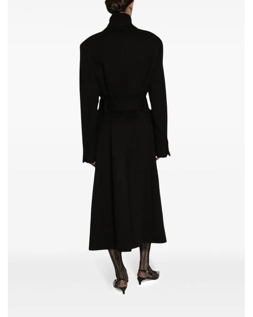 Dolce & Gabbana Black Cashmere Belted Coat