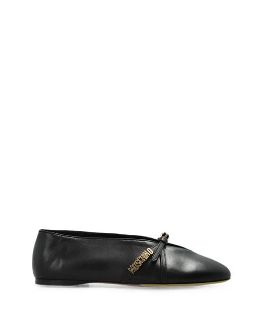 Moschino Black Leather Ballerinas
