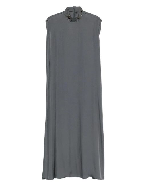 Fabiana Filippi Gray Embellished High-Neck Dress