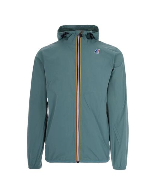K-Way Blue Hooded Zip Jacket for men