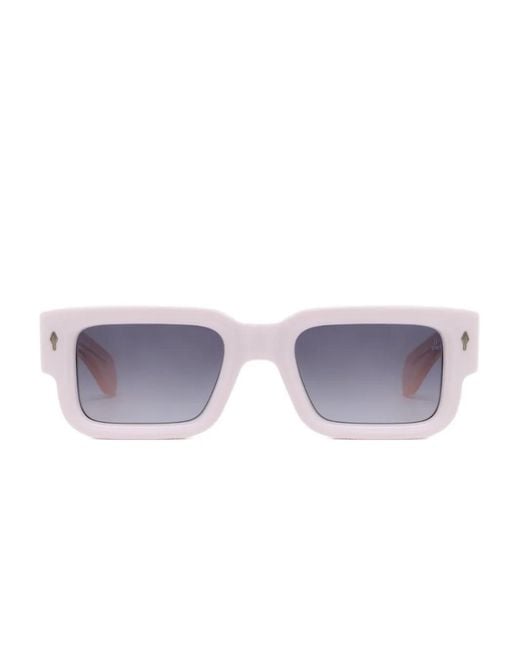 Jacques Marie Mage Purple Rectangle-Frame Sunglasses