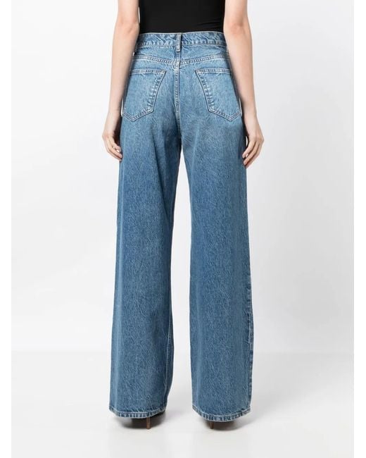 Reformation Blue Cary High-Rise Wide-Leg Jeans
