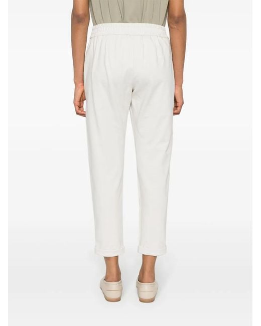 Brunello Cucinelli White Neutral Monilli Chain-embellished Trousers - Women's - Cotton/brass/elastane/acetatesilk