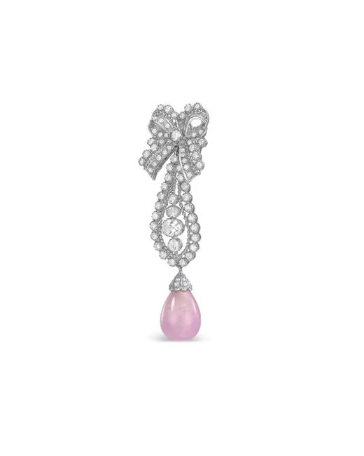 Anabela Chan White Rhodium Vermeil And 14K Dentelle Bow Kunzite And Diamond Earrings