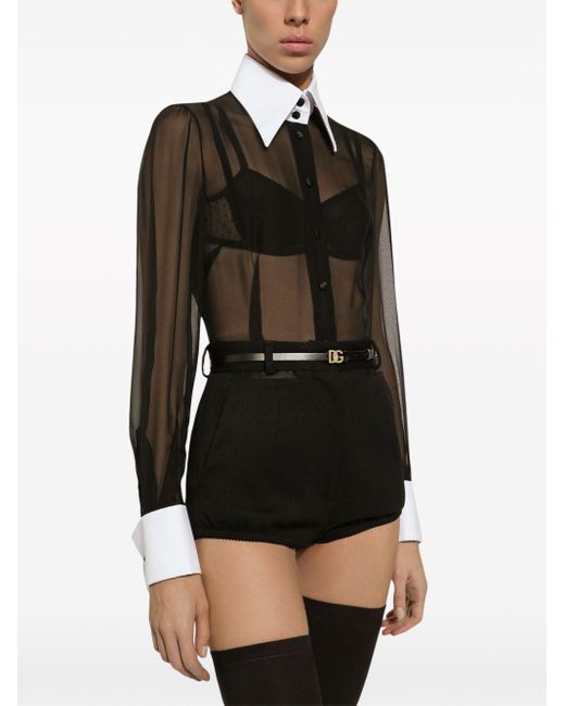 Dolce & Gabbana Black Semi-transparente Bluse