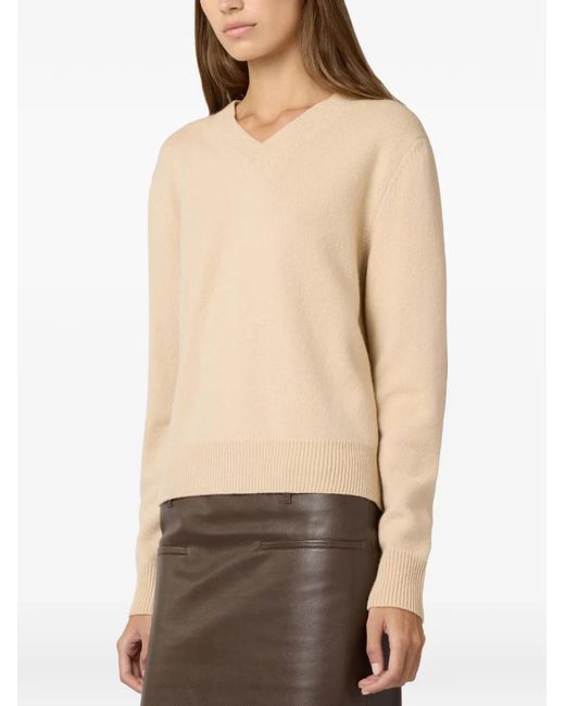 Tod's Natural Leather-Patch V-Neck Sweater