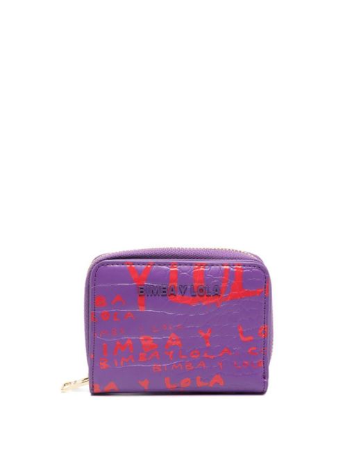 Bimba Y Lola Crocodile-effect Bi-fold Wallet in Purple