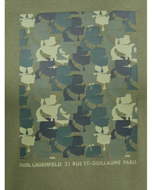 Karl Lagerfeld Green Graphic-Print T-Shirt for men