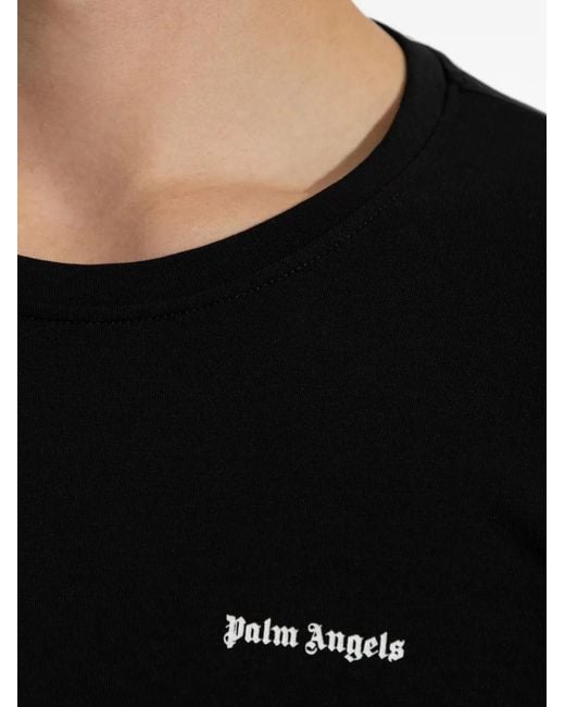 Palm Angels Black Logo-Print T-Shirt (Set Of Two) for men