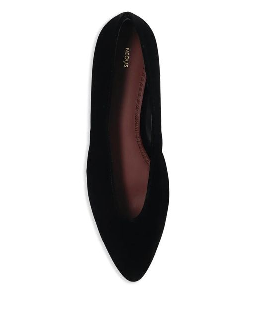 Neous Black Beid Round-Toe Ballet Flats