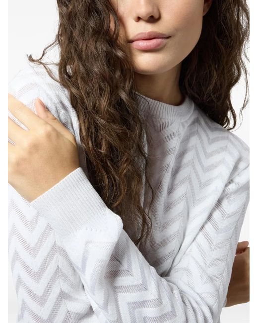 Missoni White Pull À Motif De Chevrons