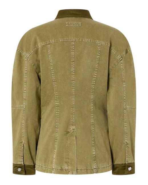 Pinko Green Cotton Bomber Jacket