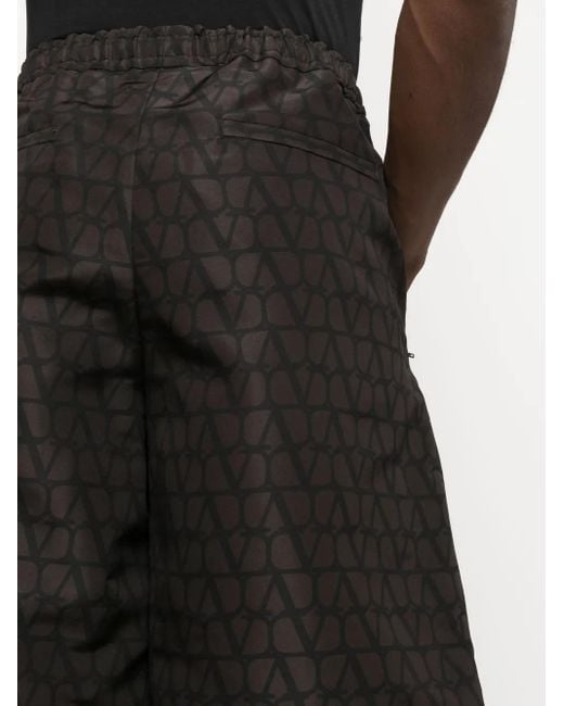 Valentino Garavani Black Toile Iconographe Bermuda Shorts for men