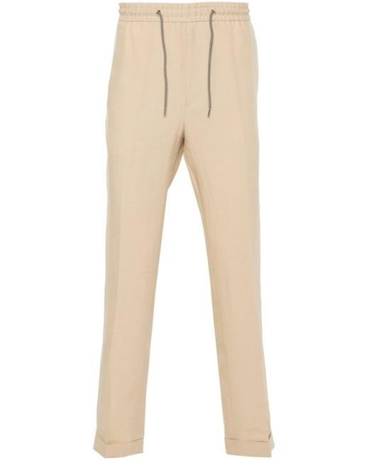 Paul Smith Natural Drawstring-fastening Linen Trousers for men