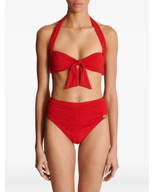 Balmain Red Tie-Detail Bikini