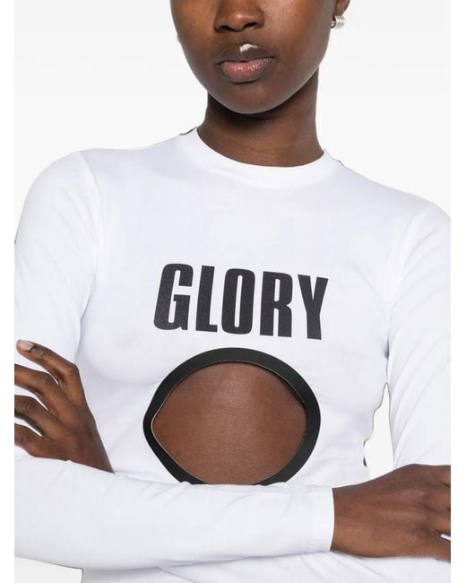 Jean Paul Gaultier White Cut-Out Slogan-Print T-Shirt