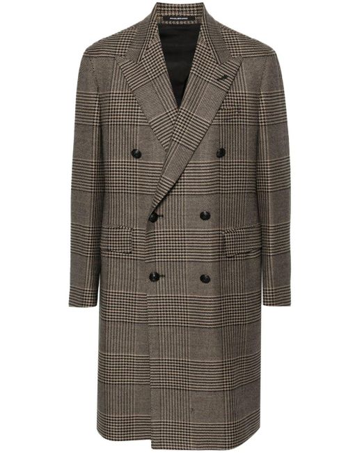 Tagliatore Brown Houndstooth Double-breasted Blazer for men