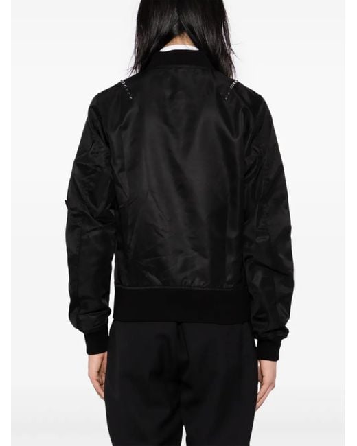 Valentino Garavani Black Rockstud Detailing Bomber Jacket for men