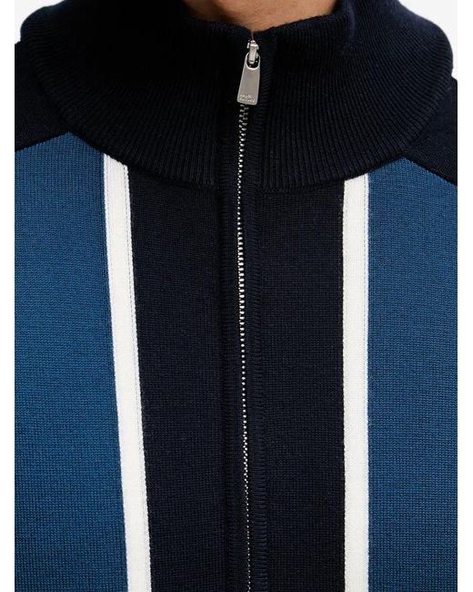 From Future Blue Striped Zip-Up Sweater for men