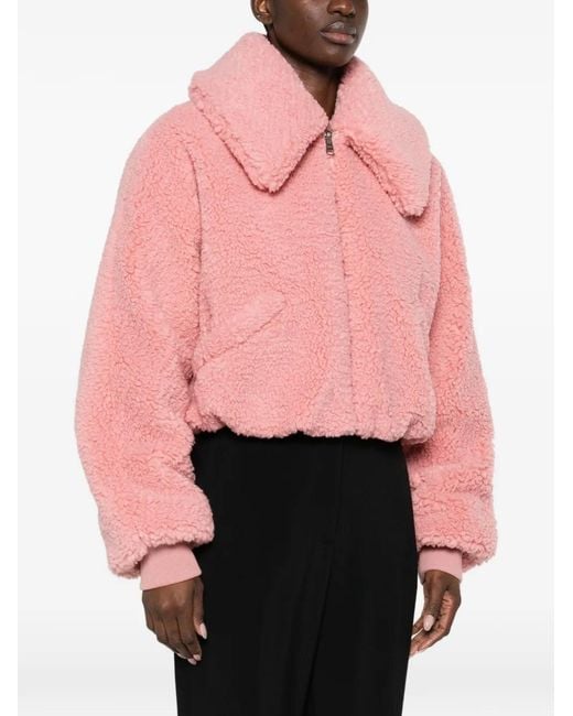 Givenchy Pink Faux-Shearling Cropped Jacket