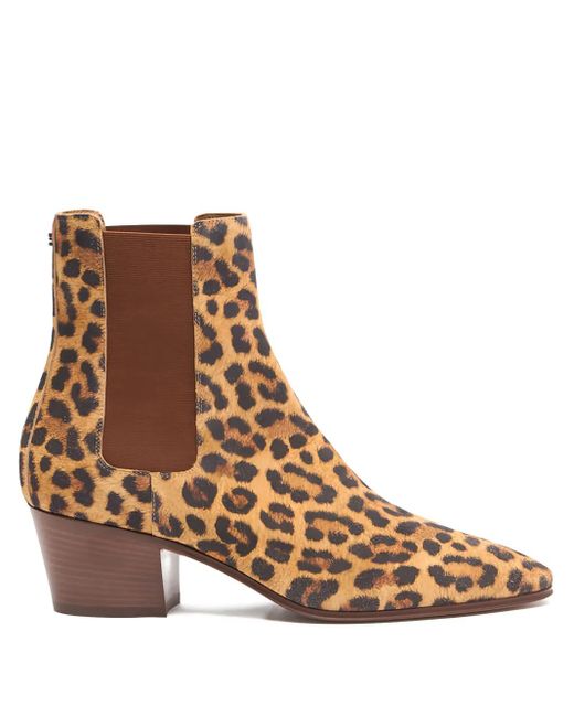 Botines con tacón cuadrado de 50 mm y estampado de leopardo Casadei de color Brown